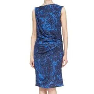 Helmut Lang Nwot Sz Sm Blue Printed Sheath Dress C